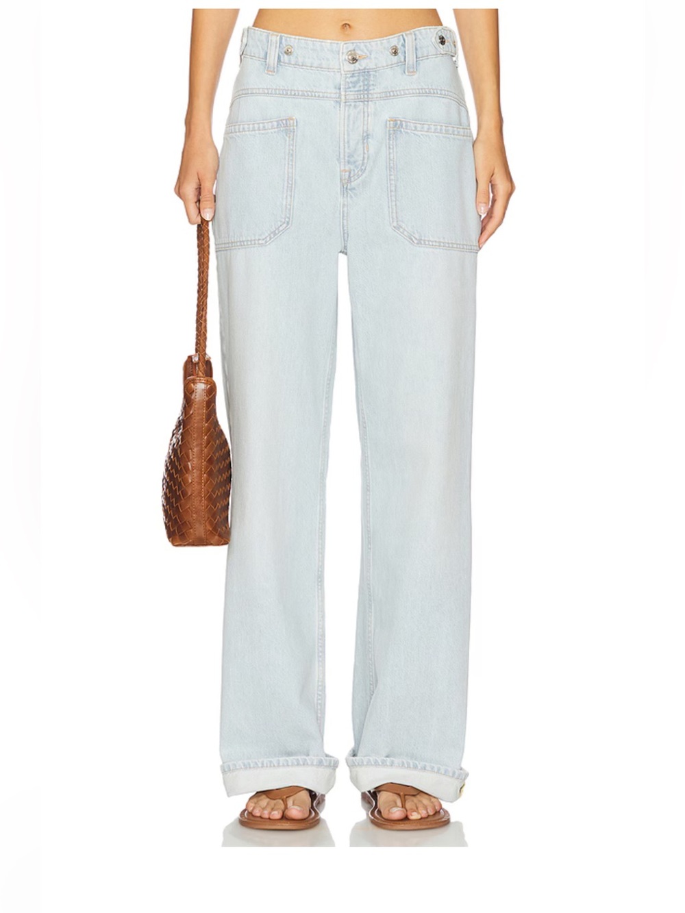Free People We the Free Palmer light wash cuff denim jeans size 29 NWT - Picture 1 of 13